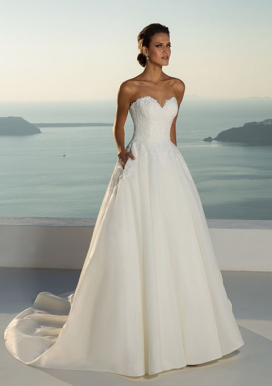 Abito Da Sposa Senza Spalline Con Corpetto In Pizzo E Gonna In Organza Angela Caputo Sposa